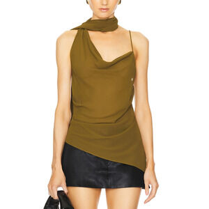 h:ours Olive Asymmetrical Top